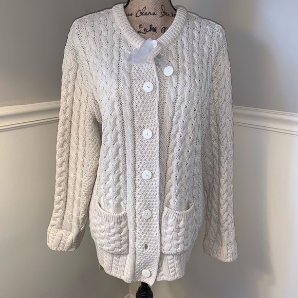 Shades of Aran Sweaters - SHADES OF ARAN Merino Wool Cardigan L
